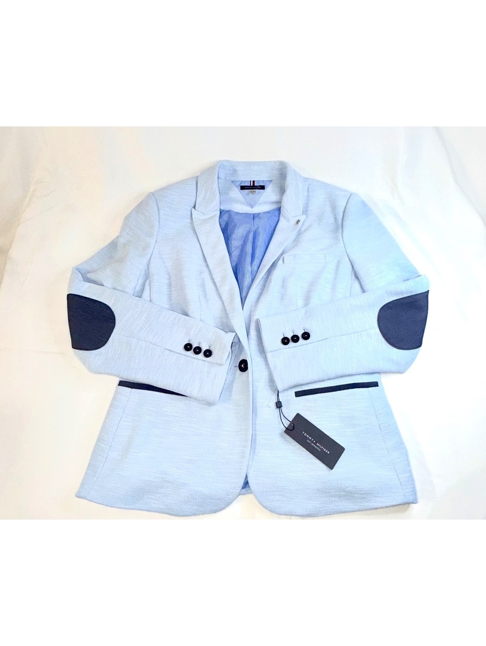 Tommy Hilfiger light blue blazer with elbow patches